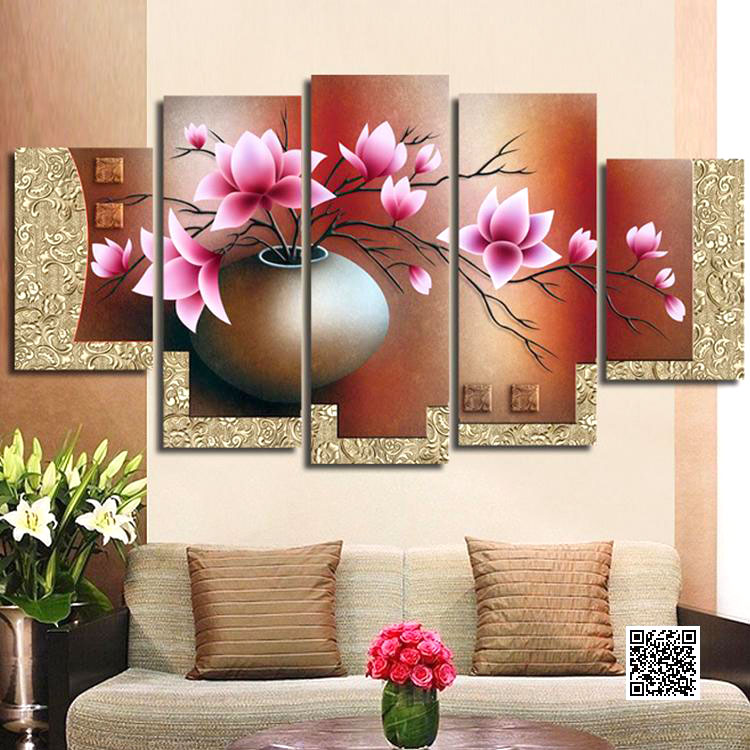 Tranh Đính Đá ABC 3D Bình Hoa 5 Bức