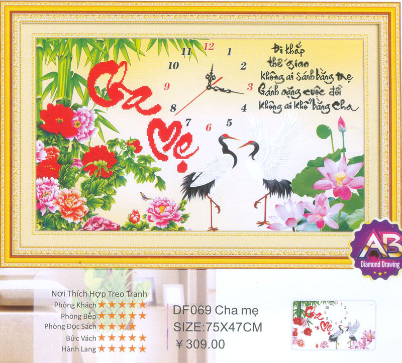 Tranh Đính Đá ABC 3D  Đi Khắp Thế Gian Không Ai Sánh Bằng Mẹ, Gánh Nặng Cuộc Đời Không Ai Khổ Bằng Cha