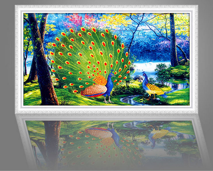 Tranh Đính Đá ABC 3D Khổng Tước Phú Quý