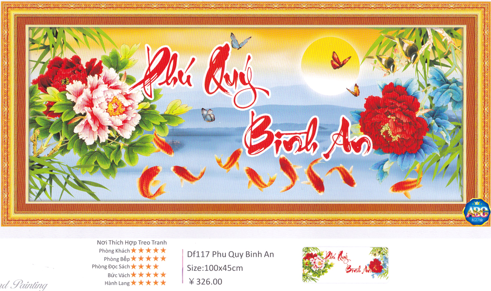 Tranh gắn đá kim cương ABC Phú Quý Bình An