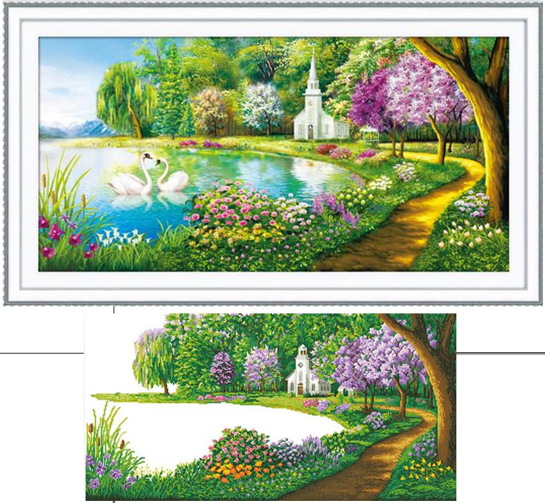 Tranh Đính Đá ABC 3D Hồ Thiên Nga