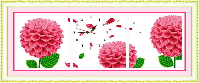 Tranh Thêu Chữ Thập Đồng Hồ Cẩm Tú Cầu