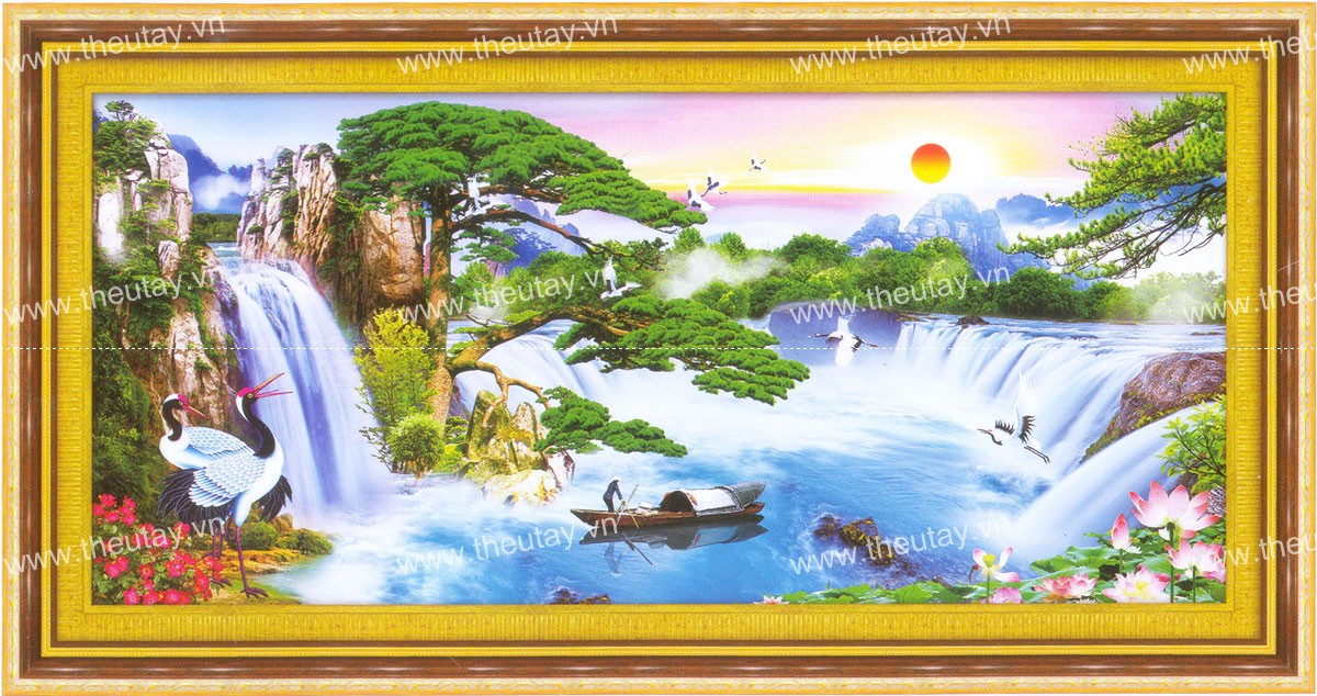 Tranh Thêu Chữ Thập Dòng Chảy Chiêu Tài