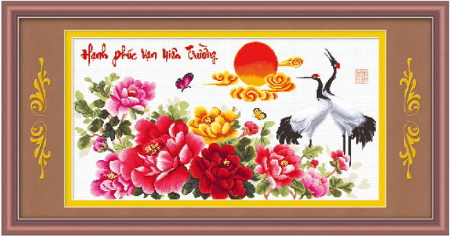 Tranh Thêu Chữ Thập Hạnh Phúc Vạn Niên Trường