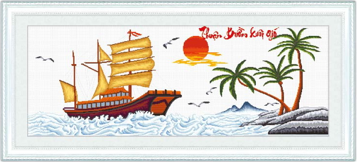 Tranh Thêu Chữ Thập  Thuận Buồm Xuôi Gió